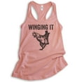 thumbnail image 1 of Winging It Tank Top, Ladies Racerback Tank Top, Chicken Tank, Chicken Wing Tank, Desert Pink, Large, 1 of 3