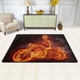 thumbnail image 2 of FREEAM Funny Skull Area Rug 4'x6', Fire Skeleton Riding Motorcycle Polyester Area Rug Mat for Living Dining Dorm Room Bedroom Home Decorative, 2 of 6
