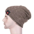 thumbnail image 2 of Prolriy Hat and Scarf Set for Women, Women's Autumn and Winter New Hollow Out Double Stripe Warm Wool Knitted Hat Hats for Men Khaki, 2 of 3