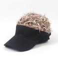 thumbnail image 2 of Clossjun Men's Novelty Hair Hat Funny Sun Visor with Wig Spiked Hair Adjustable Sun Visor Baseball Golf Cap, 2 of 5