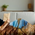 thumbnail image 3 of Beach Soft Flannel Fleece Throw Blanket, Cavern Rocks by Pacific Waters with Australian Sea and Sky Landscape Road, Cozy Plush for Indoor and Outdoor Use, 60" x 80", Cream Blue, by Ambesonne, 3 of 5