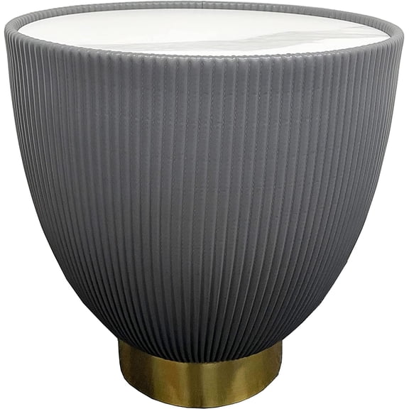 First of a Kind  Modern White Drum Coffee Table - Stylish Home Decor - N/A Grey