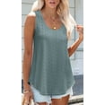 thumbnail image 3 of Gdvsclr Womens Tank Tops Sleeveless Eyelet Embroidery Scoop Neck Loose Fit Casual Summer Flowy Green XL, 3 of 6