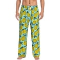 thumbnail image 2 of Picia Lemon1 Mens Soft Woven Cotton Elastic Waistband Sleep Pajama Pant Lounge Sleep Pant With Pockets And Drawstring-Medium, 2 of 9