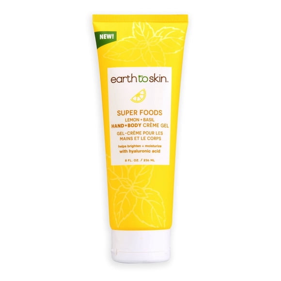 Earth To Skin Super Foods Limón + Albahaca Gel Crema para Manos y Cuerpo (8.0 Fl Oz)