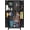 75" Broom Closet Storage Cabinet, variant on Metal Storage Cabinet with Locking Doors, 61" Tall Garage with Hanging Rod, Broom Closet, Freestanding Bathroom Storage Cabinet, kklefc Tool,Black