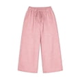 thumbnail image 7 of FAHXNVB Girls Wide Leg Pants with Pockets Drawstring Elastic Waist Solid Color Casual Pants Lightweight Loose Fit Fashion Pants 7-16 Years, 7 of 7