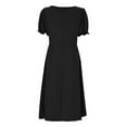 thumbnail image 6 of Women's Elegant V Neck Single A Line Midi Dress For Office And Daily Wear Women's Casual Dress Black L, 6 of 6