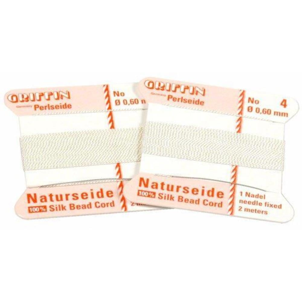 Silk Griffin Bead Stringing Cord #4 White 2Pcs