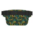 thumbnail image 3 of Fotbe Jungle Leopard Yellow Cangurera Cuadrada con Estampado de Doble Capa, Bolsa de Cintura Ajustable Mini para Hombres y Mujeres, 3 of 9