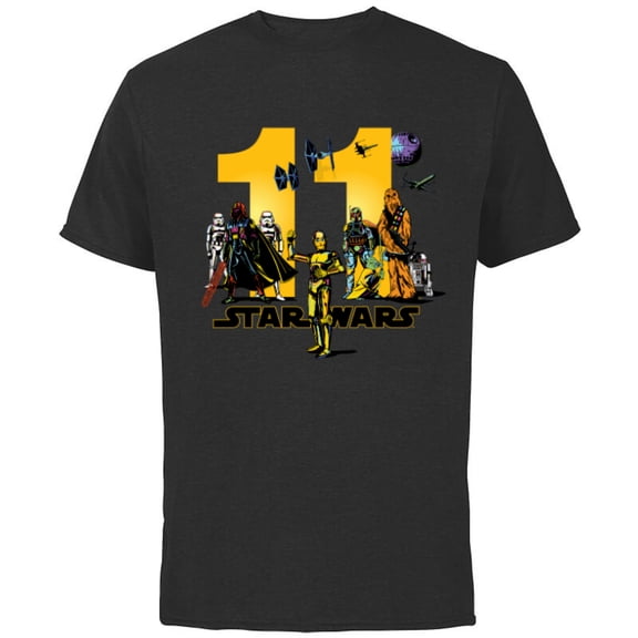 Star Wars Classic Characters Eleventh Birthday 11 Years Old - Short Sleeve Cotton T-Shirt for Adults - Customized-Black