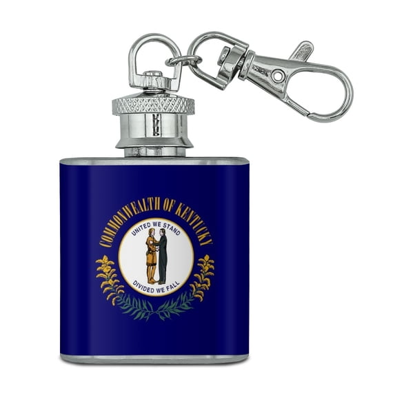 Kentucky State Flag Stainless Steel 1oz Mini Flask Key Chain
