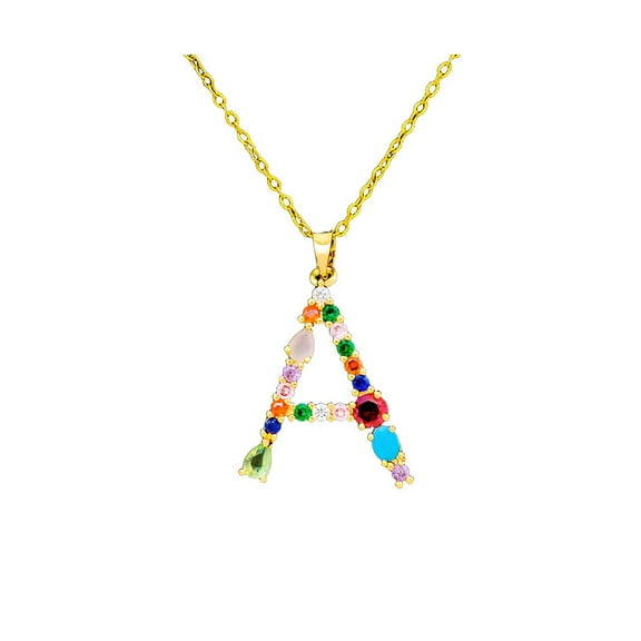 DESIGNICE Initial Necklaces for Women,Colored English Letter Design Gold Necklace for Women,Personalized Customization Letter Necklace for Women,Multicolor,StyleA