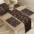 thumbnail image 2 of Ambesonne Abstract Table Runner & Placemats, Shabby Garden Farm Design, Placemat 4 pcs + Runner 14"x72", Olive Green Black Red, 2 of 2