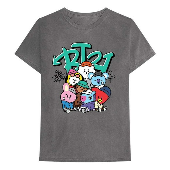 BT21 T-Shirt de Groupe d'Humeur de Rue pour Adulte