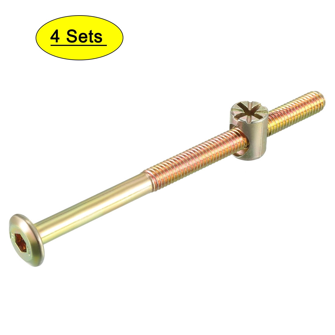 M6x90mm Furniture Bolt Nut Set Screw 56.7mm Thread Long w Barrel Nuts