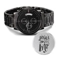 thumbnail image 1 of Jesus Loves Me Engraved Bible Verse Men's Watch Multifunction Stainless Steel W Copper Dial, 1 of 1