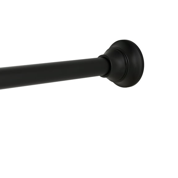 Better Homes & Gardens Wave Finial No Rust 43” to 72” Adjustable Tension Shower Curtain Rod, Black