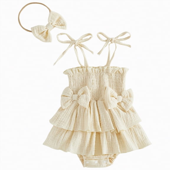 JUMEYU Baby Girl Dresses Summer Baby 4th of July Outfit Girl Newborn Infant Toddler T Shirts Oversized Romper Romper Cute Clothes 0 3 6 9 12 18 24 Months (Light Yellow,12-18 Months)