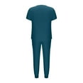 thumbnail image 4 of Ecqkame Womens Two Piece Sets V-Neck Top and Tapered Leg Jogger Pants with Button Medical Nursing Uniforms Set Navy L, 4 of 6