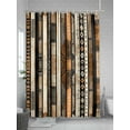 thumbnail image 5 of Retro Boho Shower Curtain, Ethnic Tribal Striped Pattern Bathroom Decor Curtains Set with Hooks, Brown Beige Waterproof Fabric Home Accessories， 72X 96 Inch Extra Long, 5 of 6