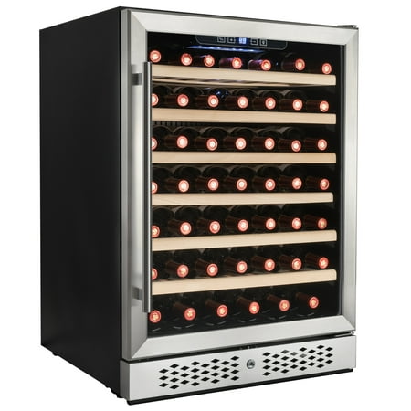AKDY 54 Bottles Single Zone Built-in Compressor Freestanding Wine Cooler (Best Value Wine Cooler)