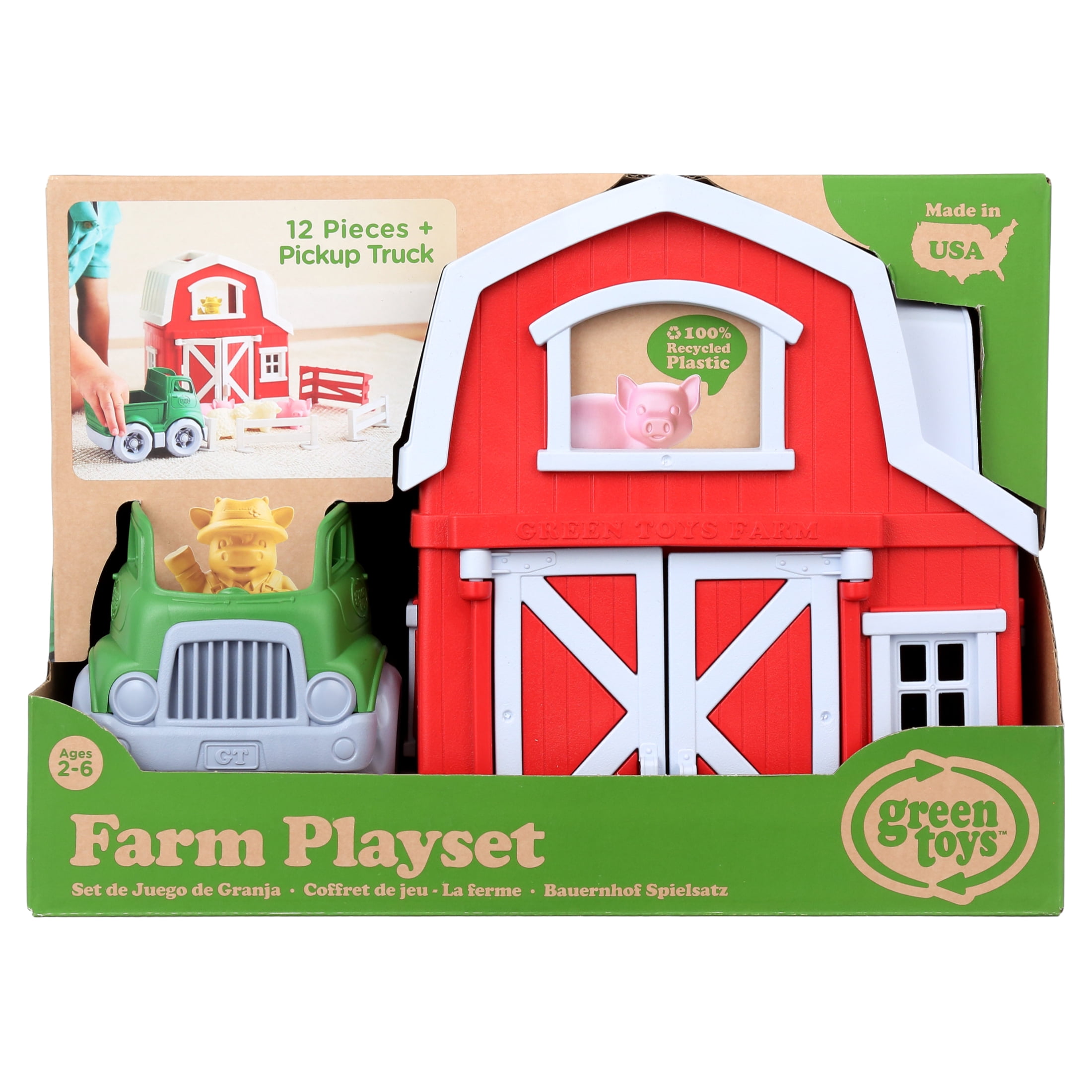 Green Toys Farm Playset, 100% Recycled Plastic, for Unisex Child Ages 2+