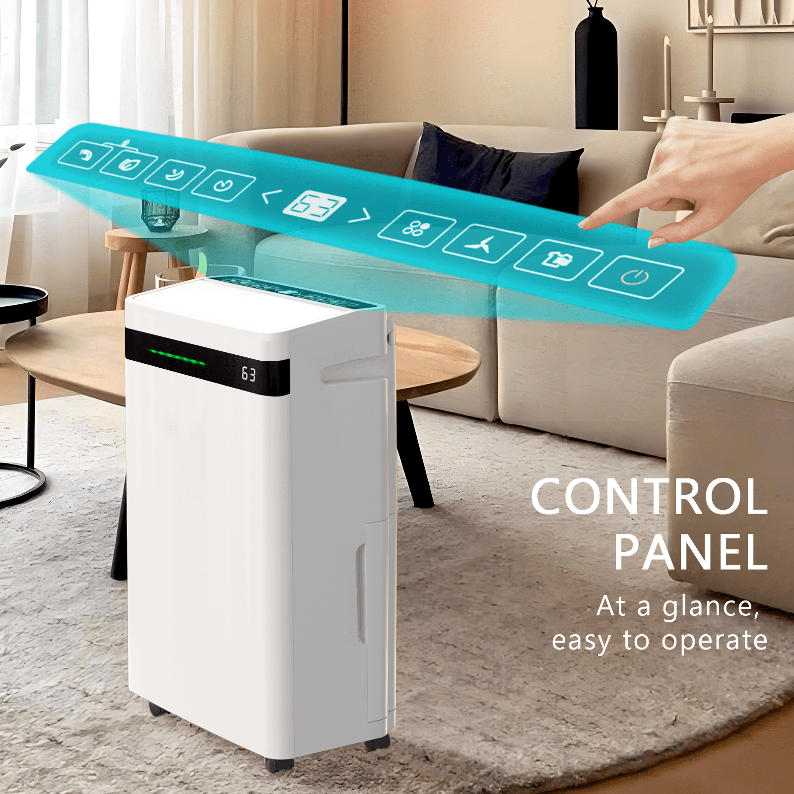 Rocyis 22 Pints (DOE) Dehumidifier for Home With a 1.45 gallon(5.5 L) water tank, Auto Drain or Manual Drainage ,  for 500 sq. ft. (MAX 70Pint at 95°F, 90%RH)