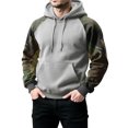 thumbnail image 4 of Men’s Pullover Hoodie with Camouflage Print Sleeves Adjustable Drawstring Hood and Front Kangaroo Pocket Casual Style Light Gray 3XL, 4 of 5