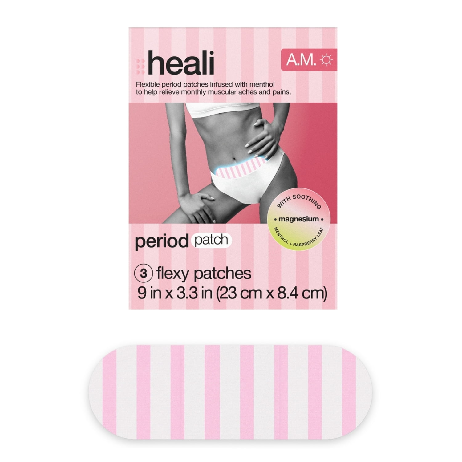 Heali Period Relief Menstrual Cooling Patches for Pain and Cramps, Natural Ingredients, 3 Count