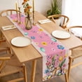 thumbnail image 3 of Table Runner 60 Inches Long for Kitchen Dining, Pink Easter Bunny Dresser Scarf Farmhouse, Dining Table Decorations for Wedding/Parties, Spring Tulip Easter Eggs Plaid Burlap 13 x 60 In, 3 of 9
