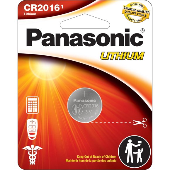 Panasonic CR2016 3.0 Volt Long Lasting Lithium Coin Cell Batteries in Child Resistant, Standards Based Packaging, 1-Battery Pack