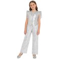 thumbnail image 3 of Aiihoo Kids Girls Metallic Disco Jazz Dance Outfit Tassels Cap Sleeves Sparkly Sequin Vest with Pants for Hippie Hip Hop Street Dancing Silver 12, 3 of 7