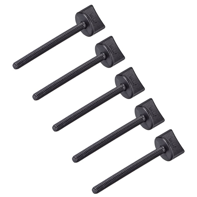 Uxcell M6 0.12''x0.79'' Tornillo de Pulgar 1.18'' Tornillos de Varilla Métricos Hilo Parcial Plástico Negro 10 Pcs M4 x1.77" 5