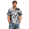 thumbnail image 3 of Retro Geometric & Aztec Print Short Sleeve Button Down Shirt for Men, Vintage Cuban Collar Casual Top - Breathable Cotton Linen Blend Summer Beach Vacation Tee with Chest Pocket Black L, 3 of 9