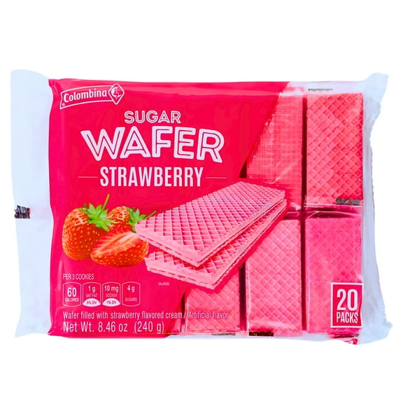 Strawberry Wafer Cookies, 8.46 oz Bag (20 Individually Wrapped Pack) – Crispy Strawberry Cream Wafers for Lunchboxes, Travel, Parties & Office Snacks