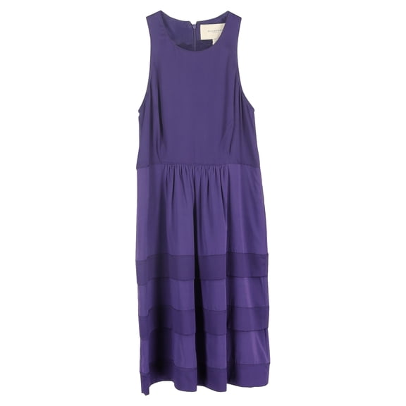 Pre-Owned Burberry Tiered Midi Dress in Purple Viscose