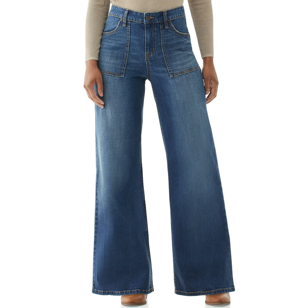 Scoop - Scoop Women's Utility Wide Leg Jeans - Walmart.com - Walmart.com