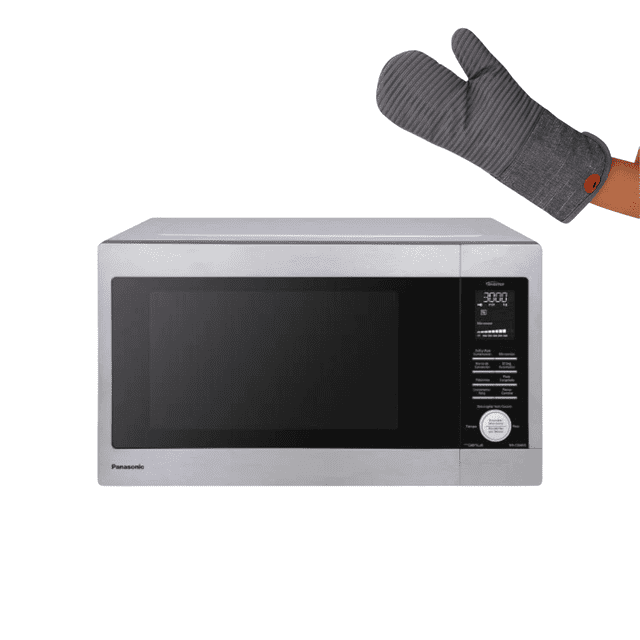 COMBO Microondas Panasonic NN-CD66NSRPH Microondas / Grill / Convección / Freidora de Aire de 36 Litros ( 1.3ft³ / 1100W ) Color: Gris + Guante Cocina.