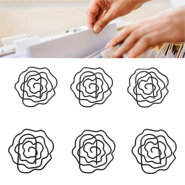 50Pcs en Forme de Rose Trombones, Clip Signet en Métal Mignon avec Boîte de Rangement pour l'Organisation de Bureau de Classification de Fichiers