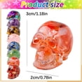 thumbnail image 4 of Gothic Halloween Crystal Skull Resin Statue, Colorful Clear Transparent Human Skull Head Sculpture, Spooky Mini Desktop Figurine Ornament for Home Office Table Shelf Bedroom Decor, 4 of 9