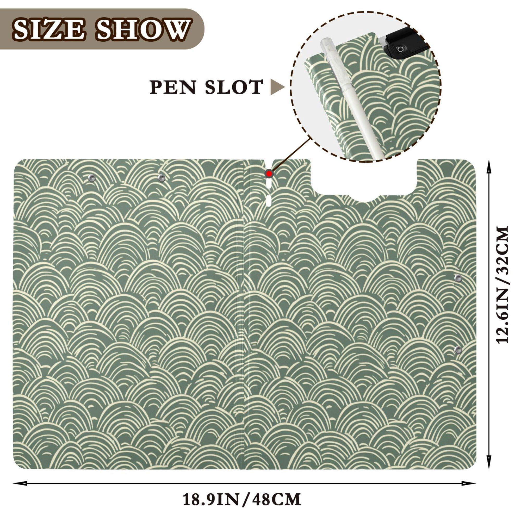 FORMRS A4 Clipboard Folder with Pen Holder Horizontal Foldable School Office Binder, Retro Green Abstract