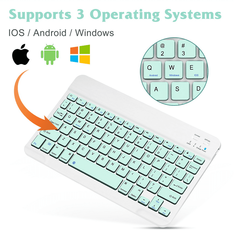Rechargeable Bluetooth Keyboard and Mouse Combo Ultra Slim Full-Size  Keyboard and Ergonomic Mouse for Samsung Galaxy Note10+ and All Bluetooth  Enabled Mac/Tablet/iPad/PC/Laptop - Teal 
