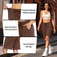 thumbnail image 3 of Cadmus Women's Casual Comfy 9" Bermuda Shorts Yoga Walking Running Drawstring Shorts with Pockets, 3 of 9