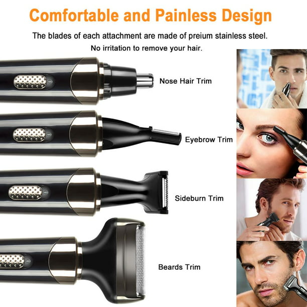 Mens Electric Nose Ear Face Hair Removal Trimmer,4-in-1 Men Electric Hair  Trimmer Set, USB Rechargeable Portable Low Noise,Nose Hair Trimmer for Men  & Women,Nose Hair Remover, Sideburns Trimmer - Walmart.com