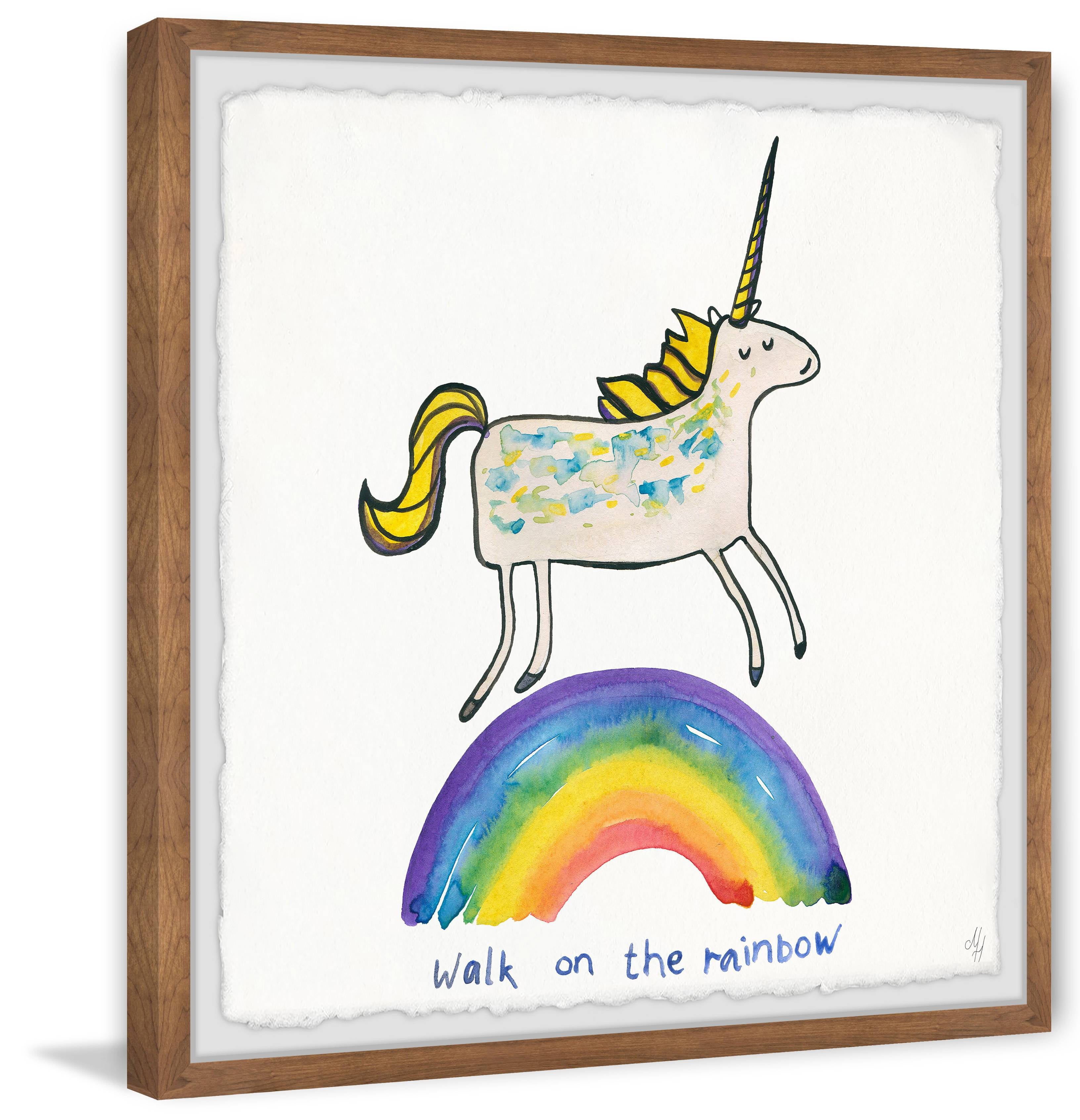 Marmont Hill Unicorn Rainbow Walk Framed Wall Art