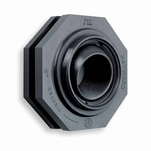Bulkhead Tank Fitting, Self-Aligning, 1", PVC/EPDM, FPT x FPT