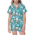 thumbnail image 3 of Children's Fashion Printed Button Down Lapel Short Sleeved Top Shorts Pajamas Set, 3 of 5