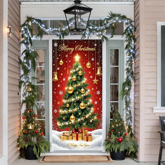 Bpyeka Door Cover35 X 72 Inch Christmas Door Cover Christmas Door Curtain Christmas Day Door and Wall Decoration Festival Party DecorationFall Decor