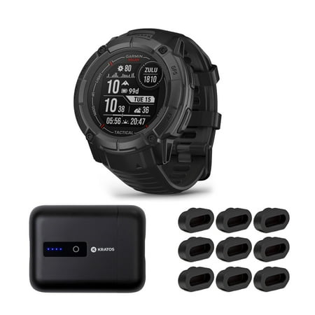 Garmin Instinct 2X Solar Series Tactical Smartwatch (Black) Bundle w/Accessories